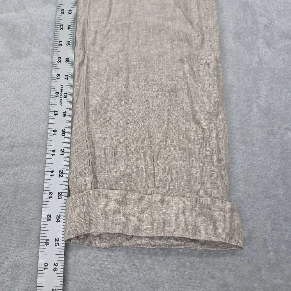 Quince Womens 100% European Linen Wide Leg Trouser Flax Beige Cuffed 2 Beachy